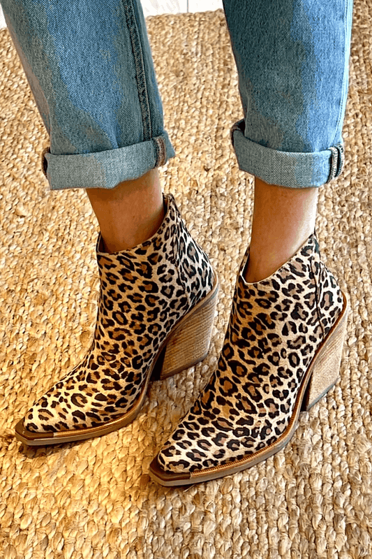 Leopardenmuster Stiefeletten mit Chunky Absatz