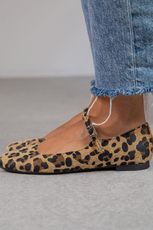 Leopardenmuster Faux-Flats mit verstellbarem Riemen