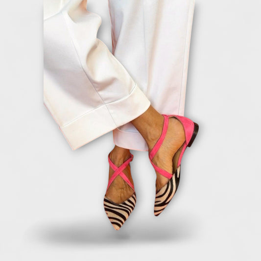 Zarella – Pink Power Zebra Flats