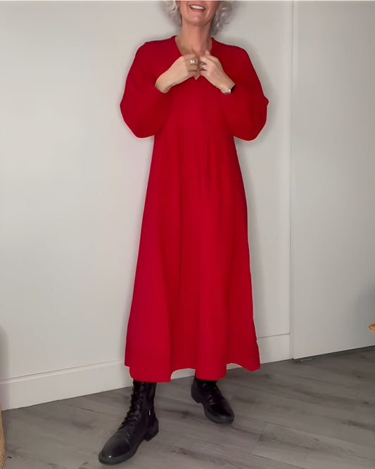 Amanda | Langes, figurbetontes Kleid mit V-Ausschnitt