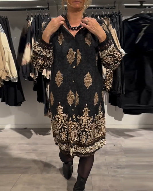 Seraphina | Vintage Kleid mit Revers und Knopfdetails