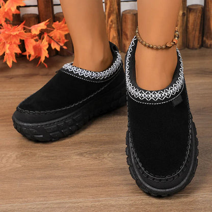 Bequeme Schneestiefel mit Leopardenmuster, feinen Nähten und runder Zehenpartie