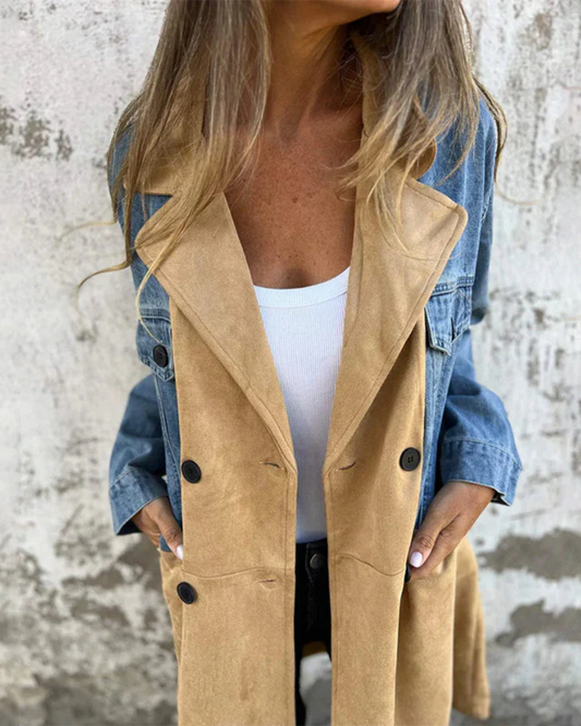 Marites | Moderner Denim- und Wildledermantel