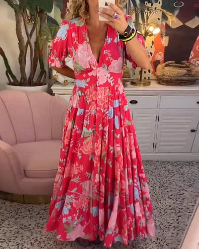 Elina | Elegantes Langarm-Blumenkleid für einen stilvollen Auftritt