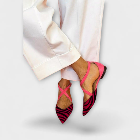 Zarella – Pink Power Zebra Flats