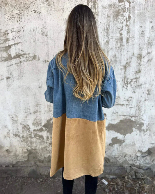 Marites | Moderner Denim- und Wildledermantel