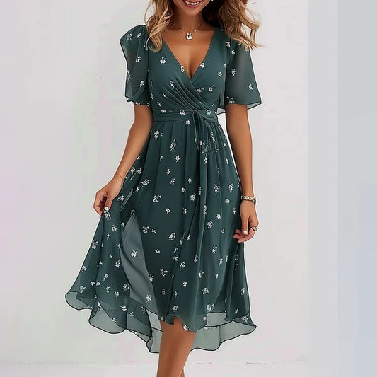 Elena | Leichtes Wickelkleid mit floralem Design