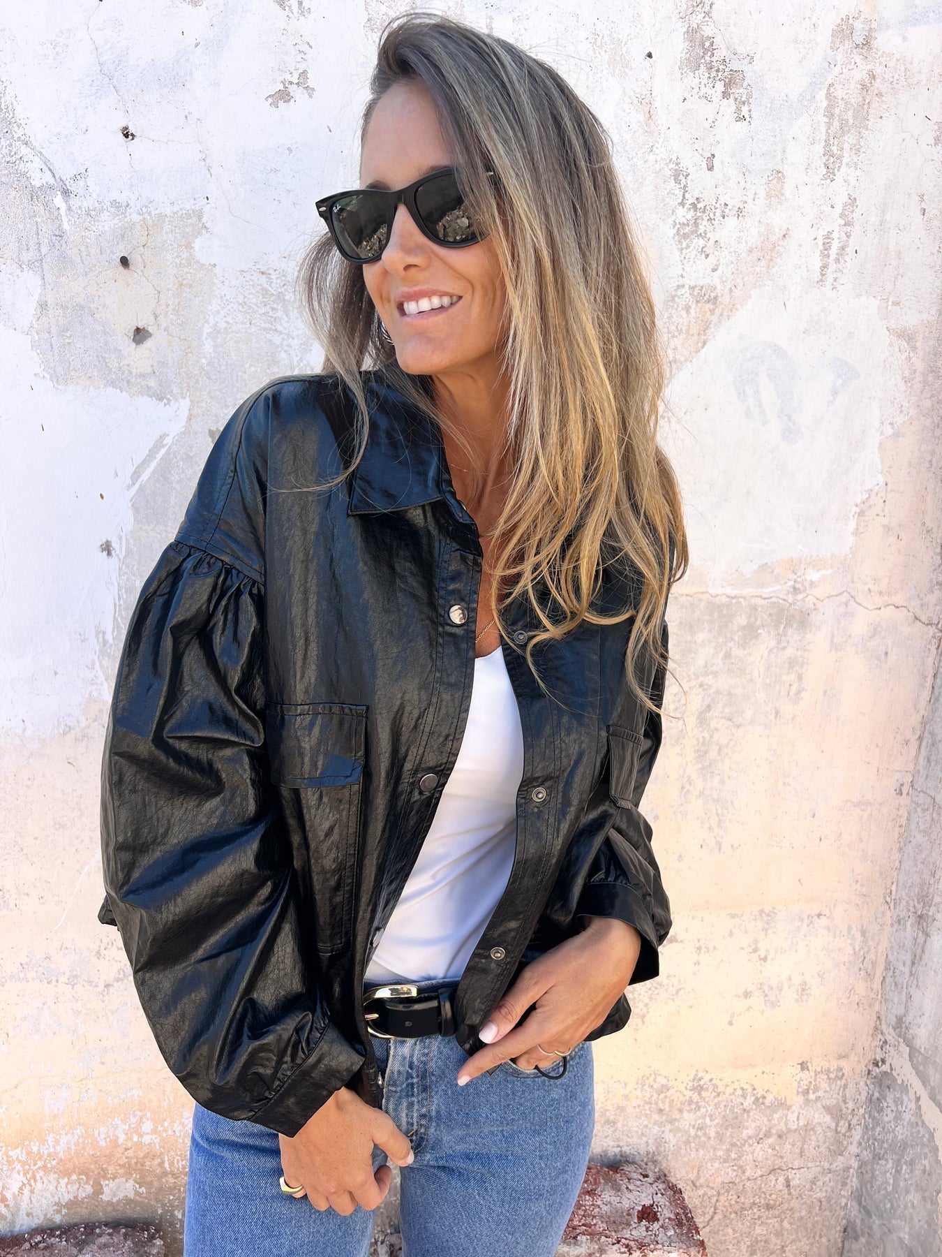 Paula | Eco-Lederjacke mit strukturiertem Design