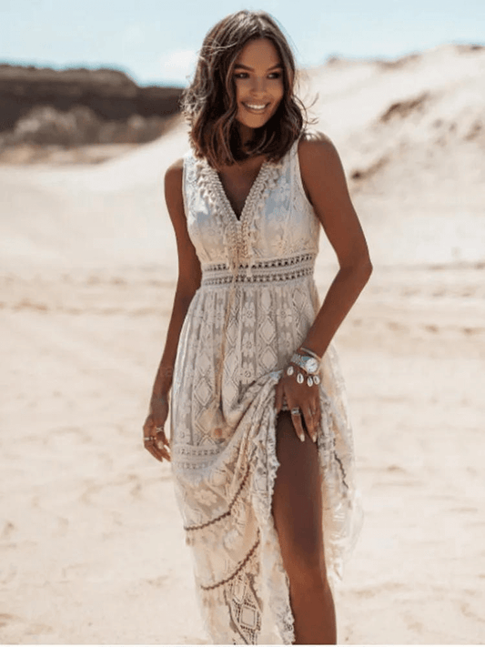 Amelie | Boho-Midikleid mit lässiger Passform und eleganten Akzenten