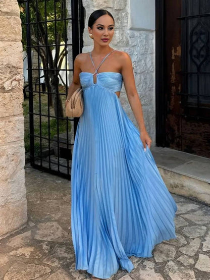 Liane | Ärmelloses Plissee-Kleid mit stilvollem Rückendetail