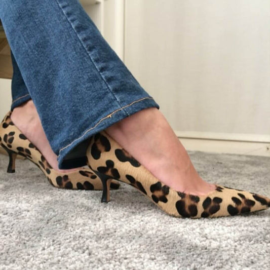 Leopardmuster Kitten-Heels aus Wildlederimitat – Vorbestellung