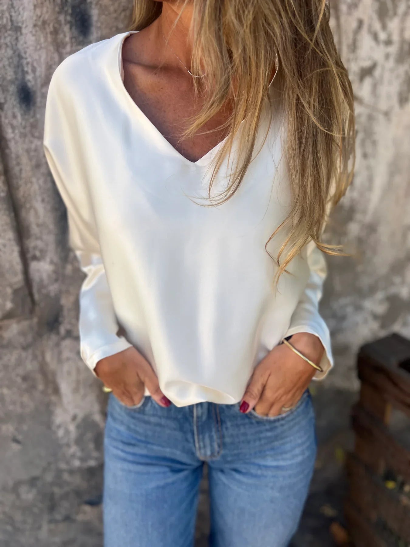 Gerda | Satinbluse mit flexiblem Bund