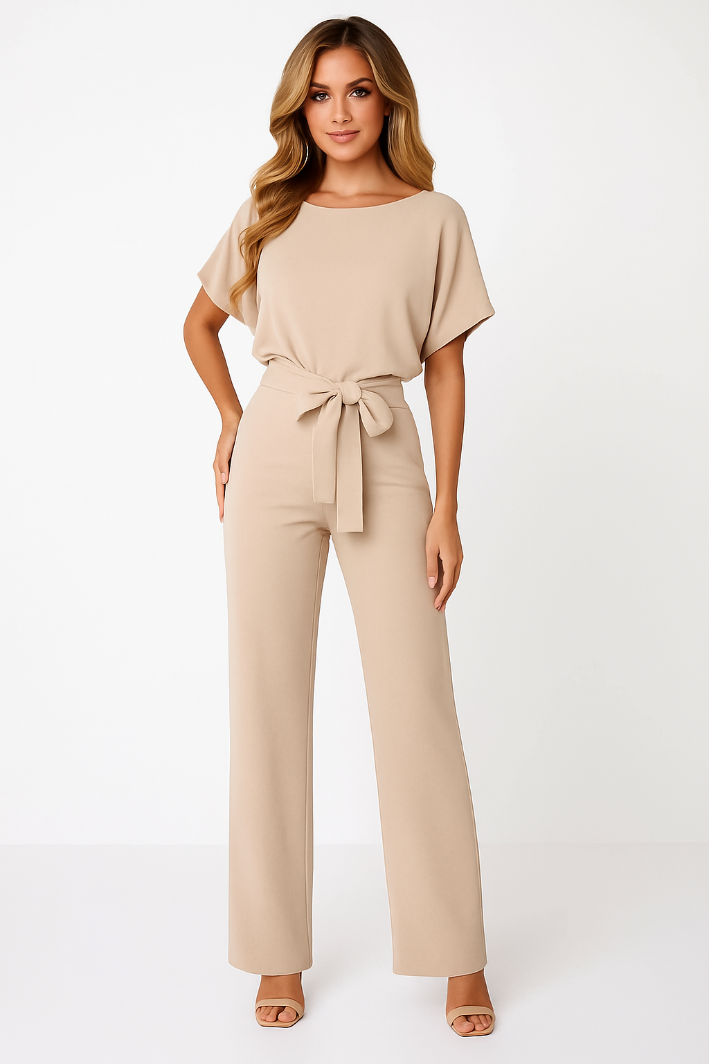 Elva | Eleganter Overall mit Krawatten-Gürtel für stilvolle Alltagsanlässe