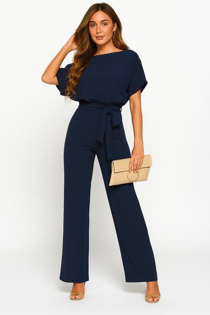 Elva | Eleganter Overall mit Krawatten-Gürtel für stilvolle Alltagsanlässe
