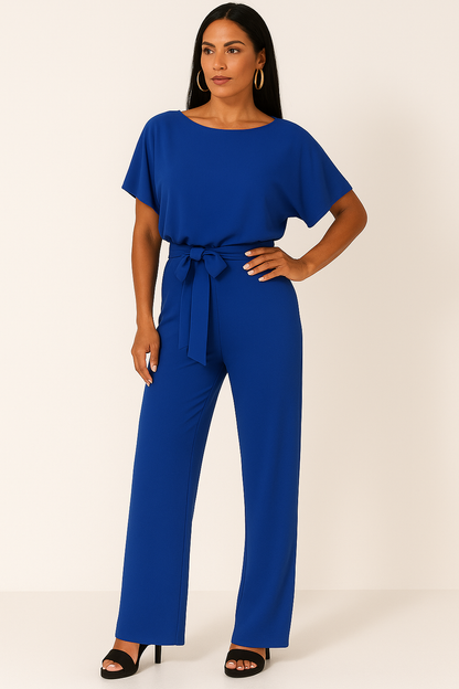 Elva | Eleganter Overall mit Krawatten-Gürtel für stilvolle Alltagsanlässe