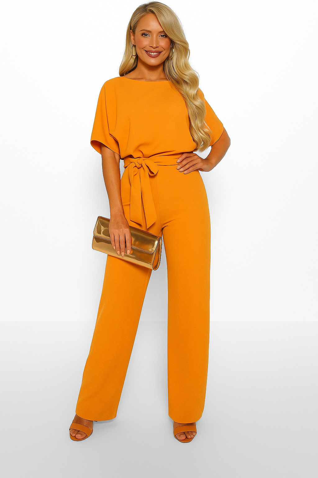 Elva | Eleganter Overall mit Krawatten-Gürtel für stilvolle Alltagsanlässe
