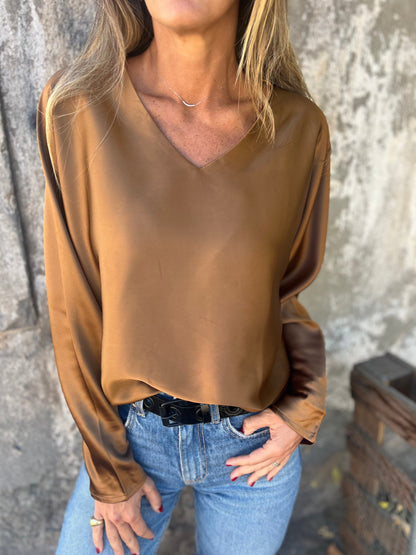 Gerda | Satinbluse mit flexiblem Bund