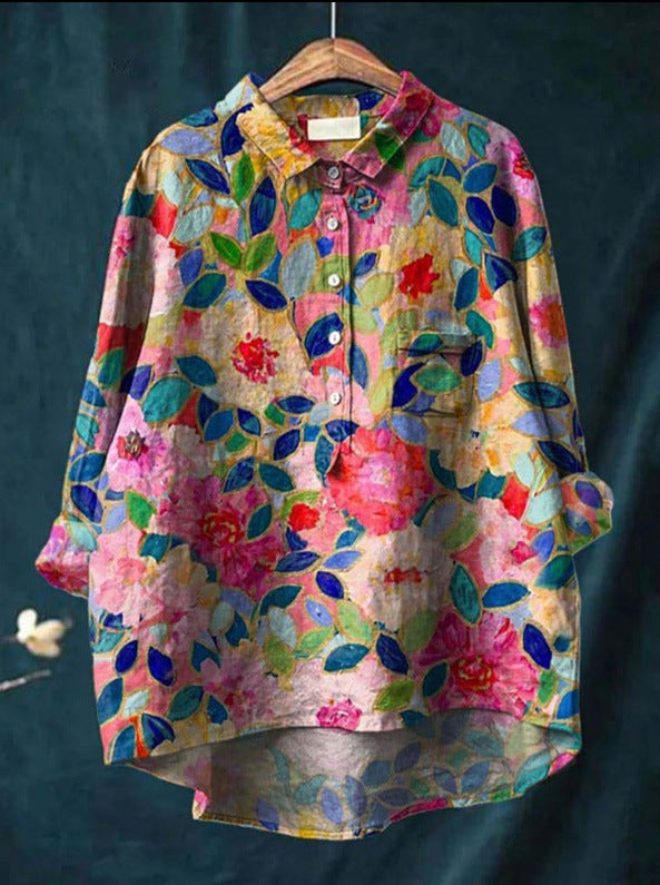 Elise | Klassisches Chemisier-Blumenshirt