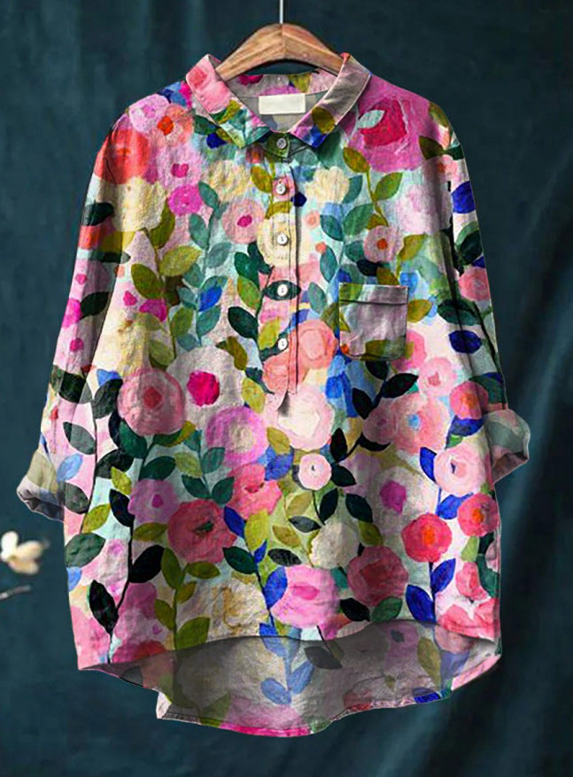 Elise | Klassisches Chemisier-Blumenshirt