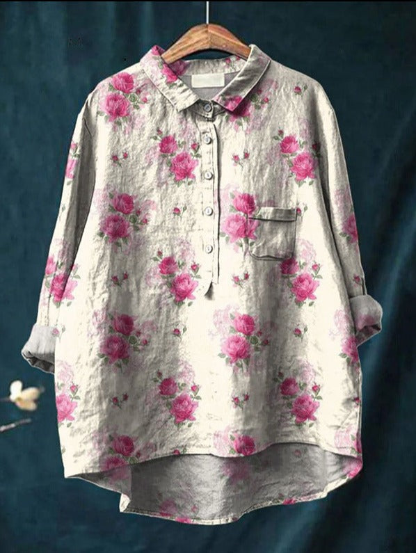 Elise | Klassisches Chemisier-Blumenshirt