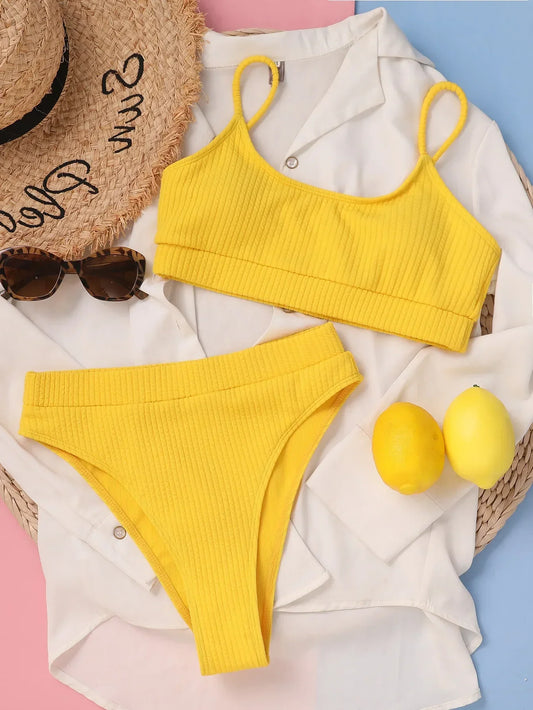 Margit | Hochgeschnittener Bikini mit Falten-Design