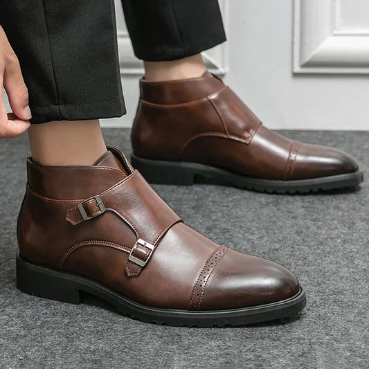 Darell | Elegante Doppelmonk-Stiefel mit Leder-Riemen
