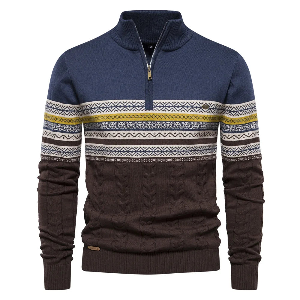 Elias | Fair Isle Sweater mit halbem Reißverschluss
