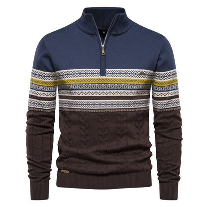 Elias | Fair Isle Sweater mit halbem Reißverschluss