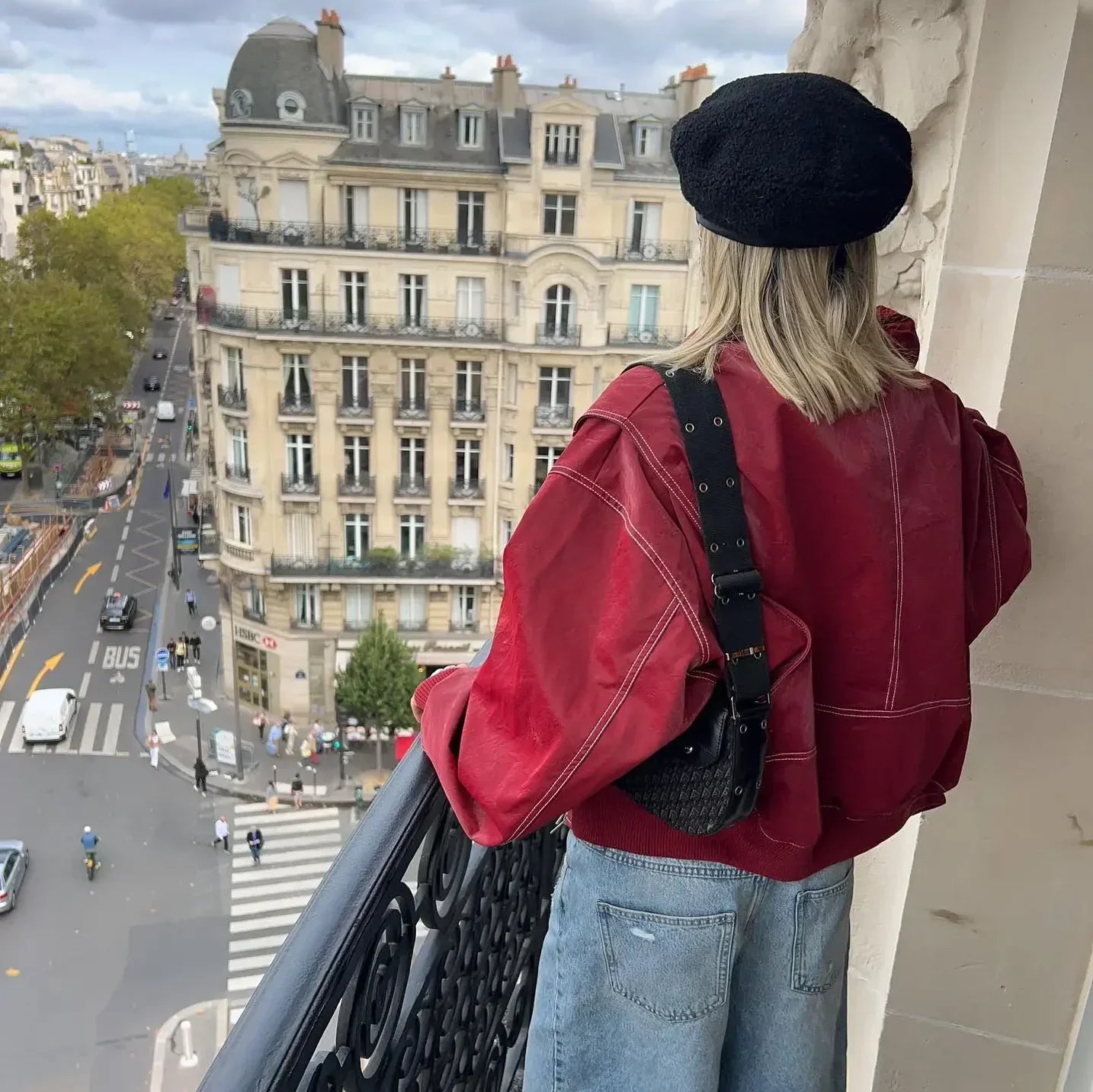Bruna | Oversized Leder Bomberjacke