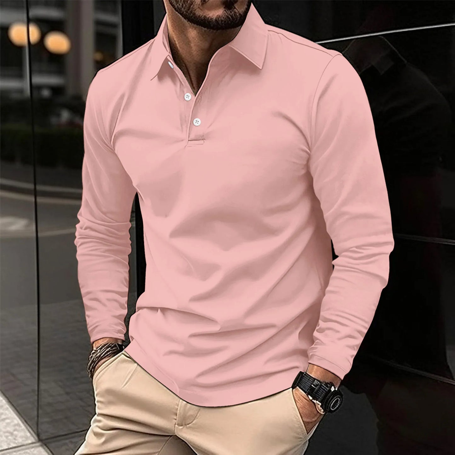 Gideon | Klassisches Langarm-Poloshirt für Herren