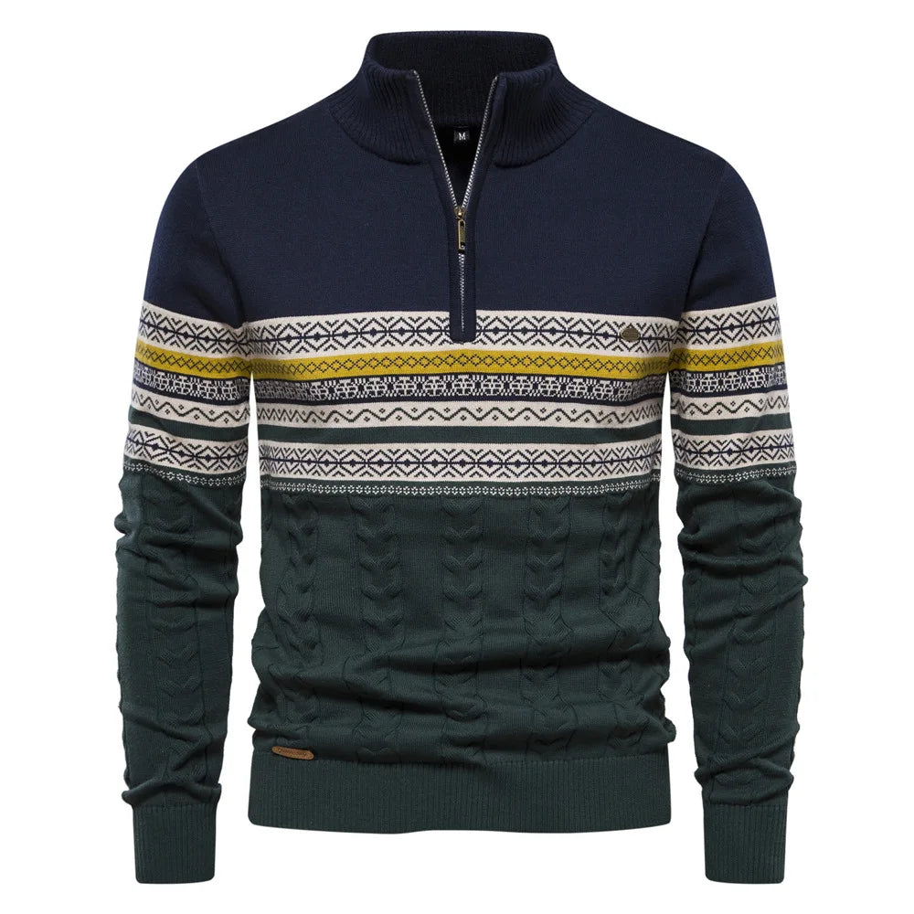 Elias | Fair Isle Sweater mit halbem Reißverschluss