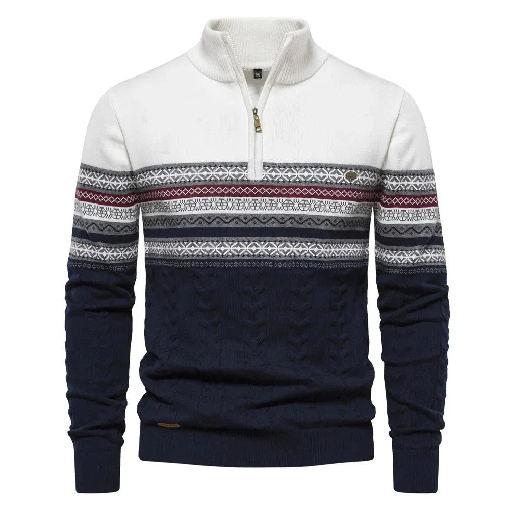 Elias | Fair Isle Sweater mit halbem Reißverschluss