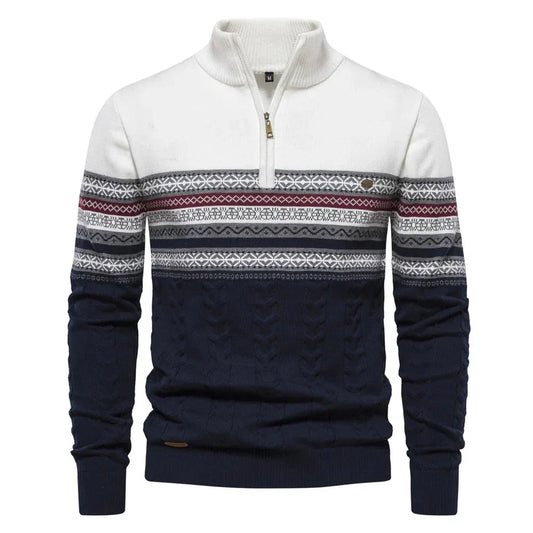 Elias | Fair Isle Sweater mit halbem Reißverschluss