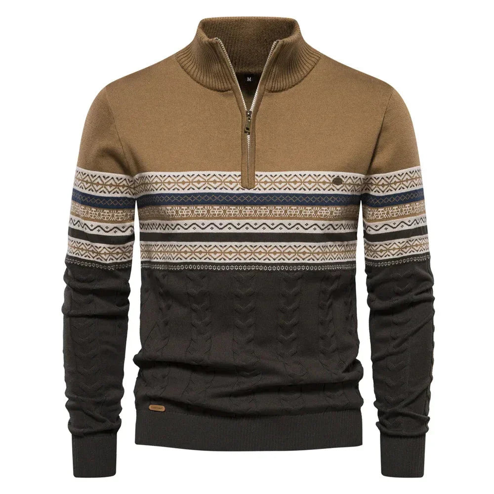 Elias | Fair Isle Sweater mit halbem Reißverschluss