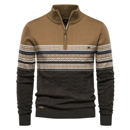 Elias | Fair Isle Sweater mit halbem Reißverschluss