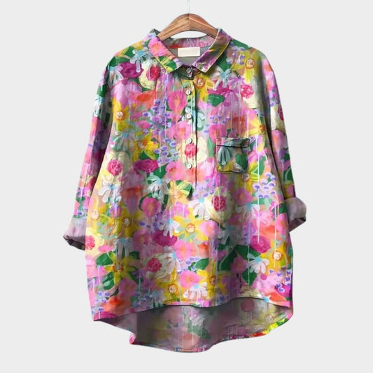 Annelie | Oversized Blouse with Floral Watercolor Print