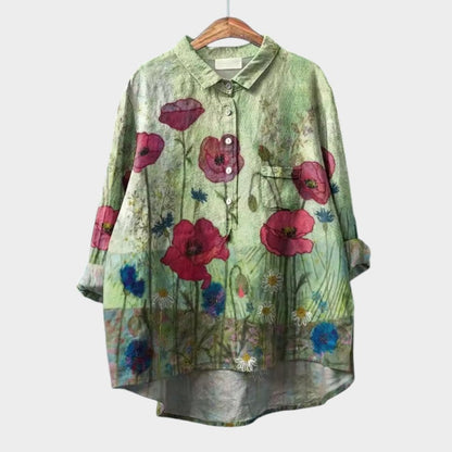 Annelie | Oversized Blouse with Floral Watercolor Print