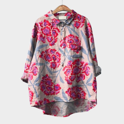 Annelie | Oversized Blouse with Floral Watercolor Print