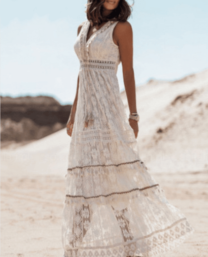 Amelie | Boho-Midikleid mit lässiger Passform und eleganten Akzenten