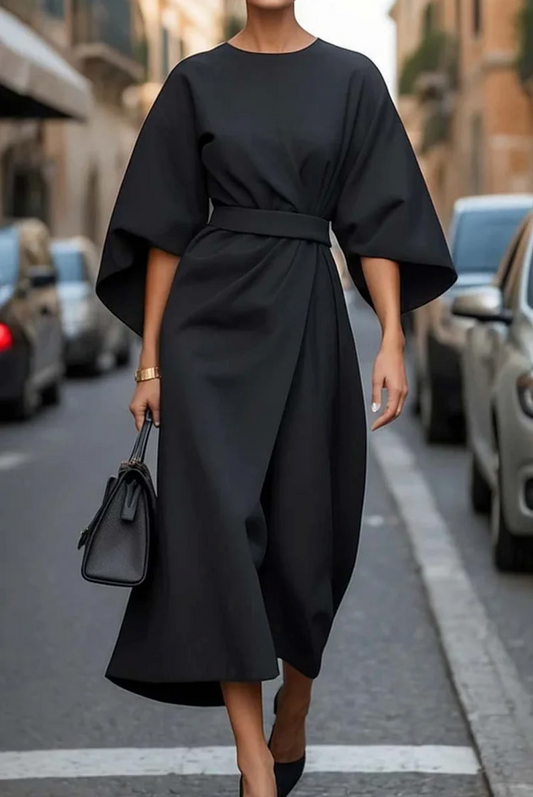 Rachele | Elegantes Kleid mit Ballonärmeln und Taillengürtel