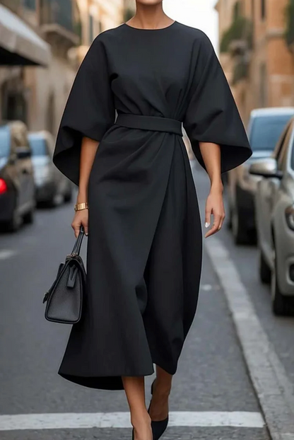 Rachele | Elegantes Kleid mit Ballonärmeln und Taillengürtel