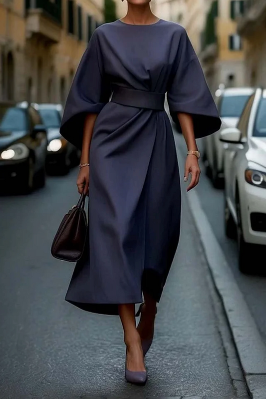 Rachele | Elegantes Kleid mit Ballonärmeln und Taillengürtel