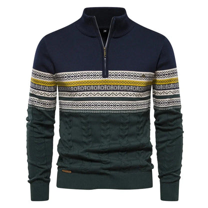 Elias | Fair Isle Sweater mit halbem Reißverschluss