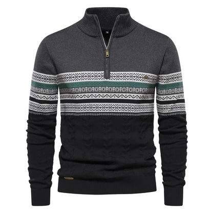 Elias | Fair Isle Sweater mit halbem Reißverschluss
