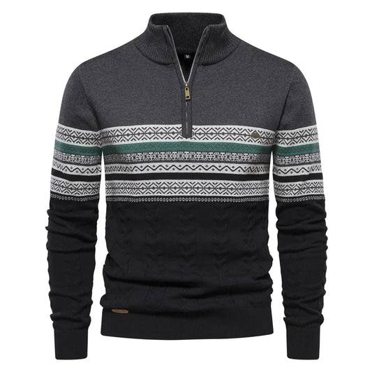 Elias | Fair Isle Sweater mit halbem Reißverschluss