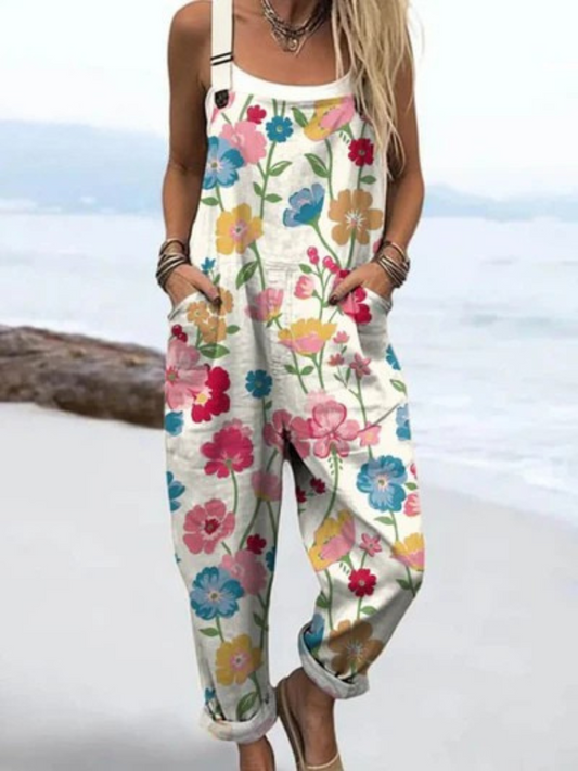 Floral Design Damen-Jumpsuit | Lässiger, weiter Sommer-Jumpsuit