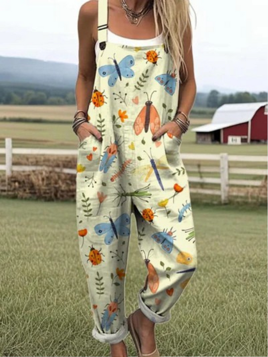 Sommer-Jumpsuit für Damen | Verspielter Insektenprint mit Kunstdesign