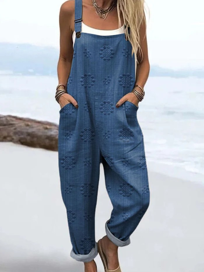 Sommer-Jumpsuit | Vintage Floral Pattern with Artistic Print