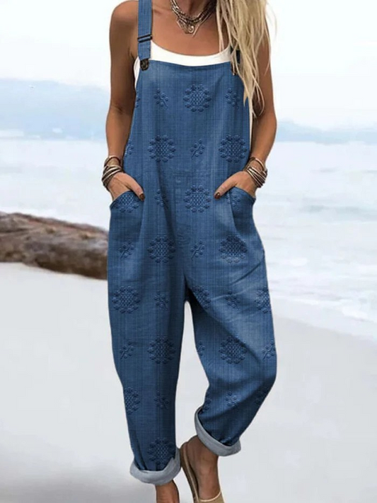 Sommer-Jumpsuit | Vintage Floral Pattern with Artistic Print
