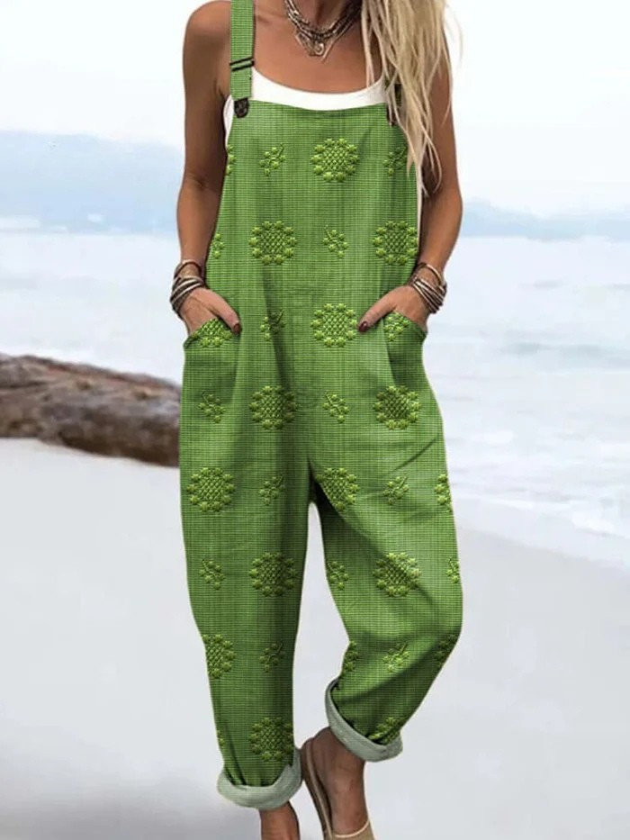 Sommer-Jumpsuit | Vintage Floral Pattern with Artistic Print